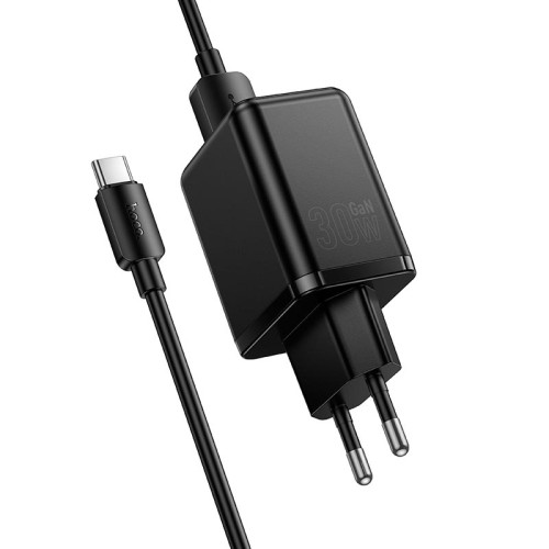 Адаптер мережевий HOCO Type-C cable set Smart PD multi-protocol charger C157A |1USB/1Type-C, 30W/3A, PD/QC| black