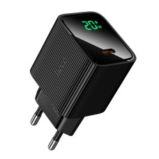 Адаптер мережевий HOCO Excellent single port charger with digital display CS82A |1Type-C, PD, 20W/3A| black