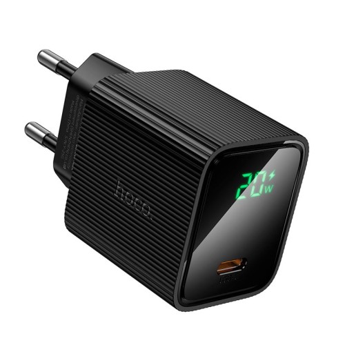 Адаптер мережевий HOCO Excellent single port charger with digital display CS82A |1Type-C, PD, 20W/3A| black