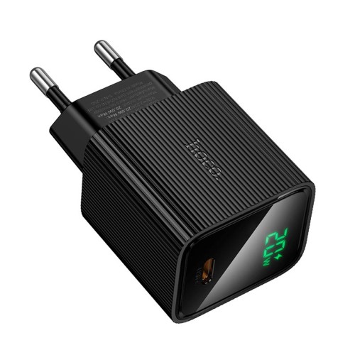 Адаптер мережевий HOCO Excellent single port charger with digital display CS82A |1Type-C, PD, 20W/3A| black