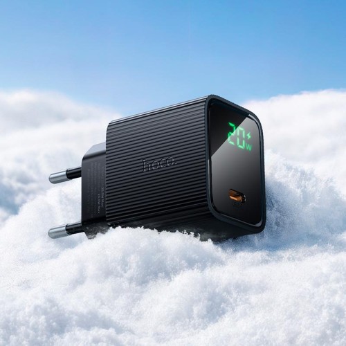 Адаптер мережевий HOCO Excellent single port charger with digital display CS82A |1Type-C, PD, 20W/3A| black