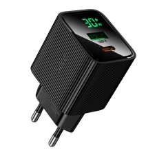 Адаптер мережевий Excellent charger with digital display CS84A |1USB/1Type-C, PD/QC, 30W/3A| black