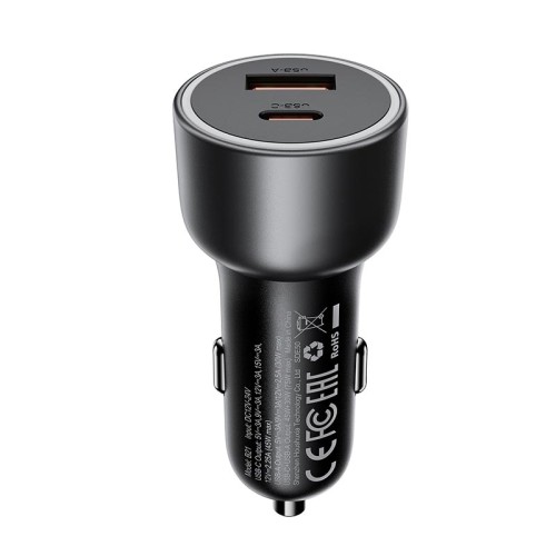 Адаптер автомобільний ACEFAST B21 car charger |1A/1C, 75W/3A, PD/QC| grey