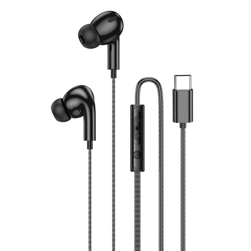 Навушники HOCO Rock digital wire control earphones with microphone Type-C DM48 |1.2m, mic| black