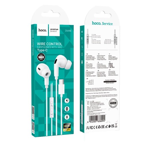 Навушники HOCO Rock digital wire control earphones with microphone Type-C DM48 |1.2m, mic| black