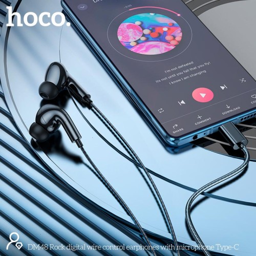 Навушники HOCO Rock digital wire control earphones with microphone Type-C DM48 |1.2m, mic| white