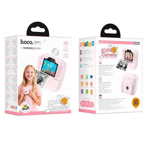 Дитяча цифрова фото-відео камера камера HOCO Dual camera children printing camera DV211 |2.0 ips screen, 1080p video| yellow