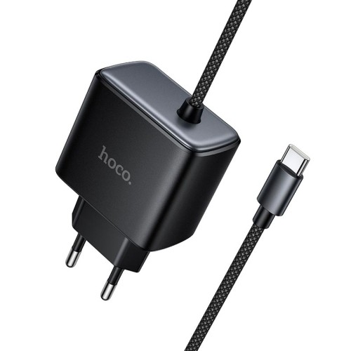 Адаптер мережевий HOCO New charger with Type-C cable C163A |25W/3A, PD3.0/QC| black