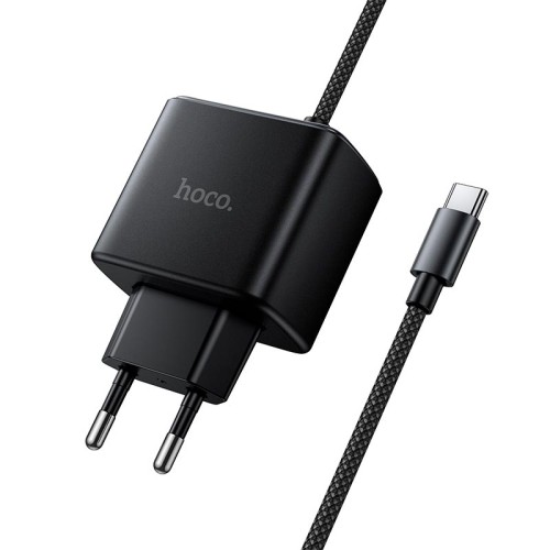 Адаптер мережевий HOCO New charger with Type-C cable C163A |25W/3A, PD3.0/QC| black