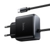 Адаптер мережевий HOCO New charger with Type-C cable C163A |25W/3A, PD3.0/QC| black