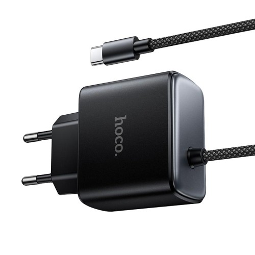 Адаптер мережевий HOCO New charger with Type-C cable C163A |25W/3A, PD3.0/QC| black
