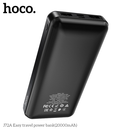УМБ HOCO Easy travel power bank J72A 20000mAh |2USB/1Type-C, 2A| black