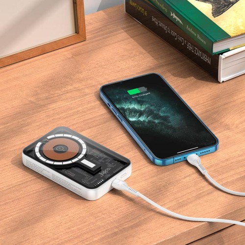 УМБ HOCO Transparent discovery edition magnetic fast charge power bank Q10 5000mAh |Type-C, 3A/20W, QC/PD| white