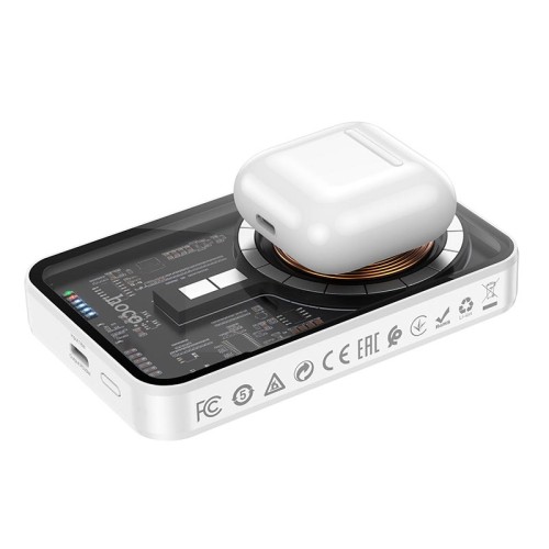 УМБ HOCO Transparent discovery edition magnetic fast charge power bank Q10 5000mAh |Type-C, 3A/20W, QC/PD| white
