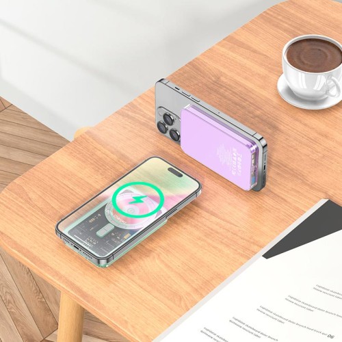УМБ HOCO Ice Crystal magnetic fast charging power bank Q14 5000mAh |Type-C, QC/PD, 20W/3A| blue