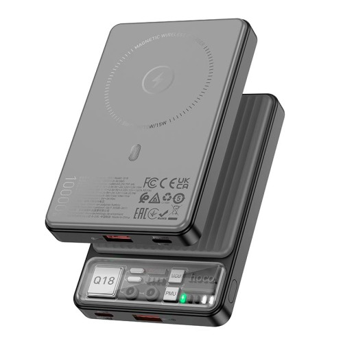 УМБ HOCO Tourer  power bank with magnetic fast charging Q18 10000mAh |Type-C/1USB, QC/PD, 22,5W/3A| black
