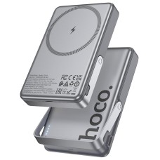 УМБ HOCO Sunlight power bank magnetic suction+holder Q36A 10000mAh |1Type-C, 20W/3A, PD/QC| metal-grey