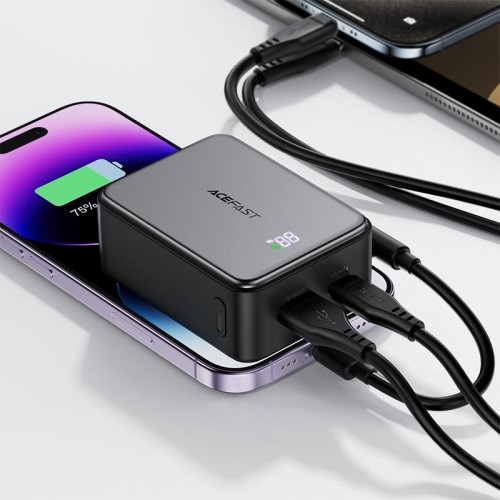 УМБ Acefast fast charging power bank with cable M28 10000mAh |1USB/2Type-C, 22.5W/3A, PD/QC| black