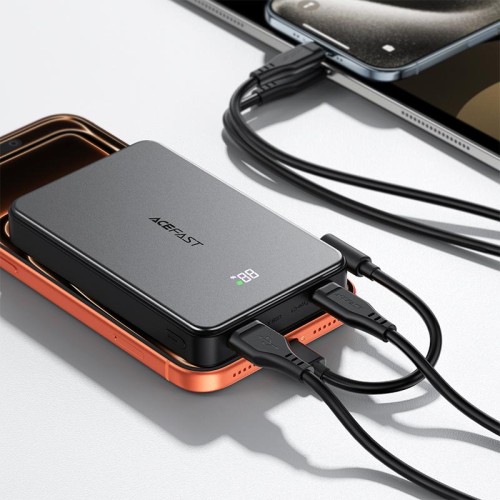 УМБ Acefast magnetic fast charging power bank with cable M31 10000mAh |1USB/2Type-C, 22.5W/3A, PD/QC| black