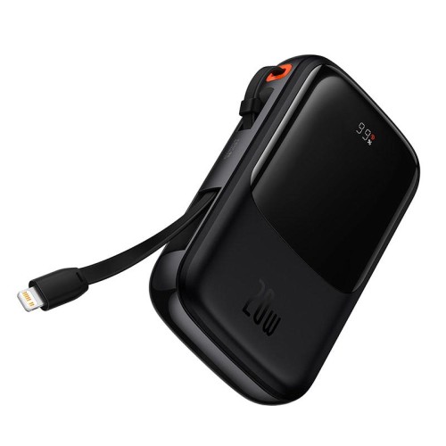 УМБ BASEUS Qpow Pro Digital Display Fast Charge Power Bank (With Lightning Cable) 10000mAh |USB/Type-C/Lightning, 20W/5A, PD/QC| black