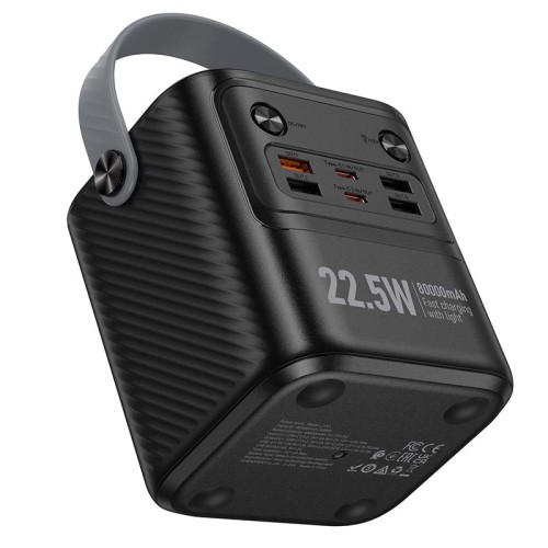 УМБ HOCO Tough PD+light power bank J152 80000mAh |4USB/2Type-C, 22.5W/3A, PD/QC| black