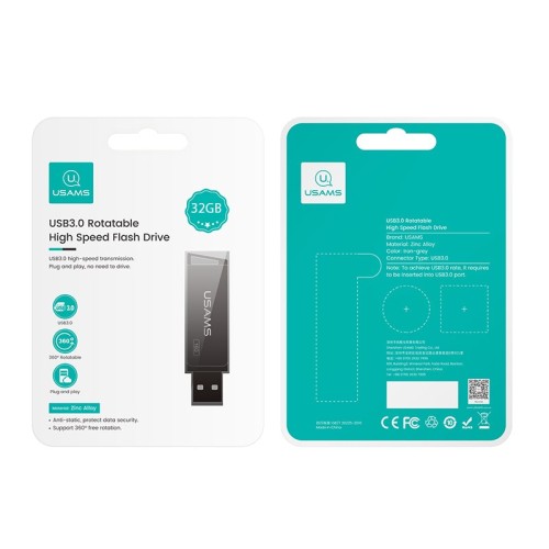Флешка USAMS USB3.0 Rotatable High Speed Flash Drive 32GB US-ZB195 black