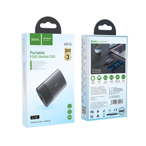 Зовнішній накопичувач HOCO PSSD Mobile SSD UD12 |1TB| black