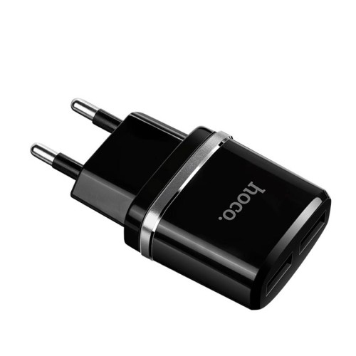 Адаптер мережевий Hoco C12 |2USB, 2.4А| black