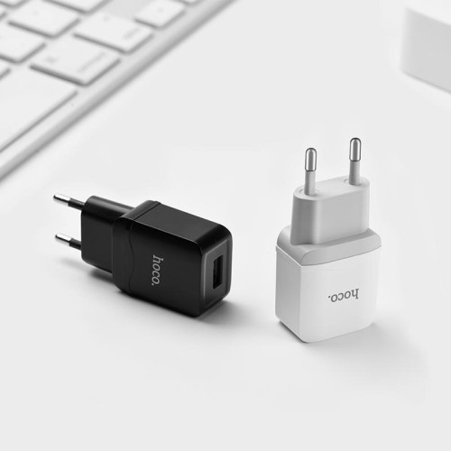 Адаптер мережевий Hoco Micro cable C22A |1USB, 2.4А| black