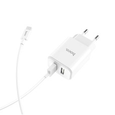 Адаптер мережевий Hoco Micro cable Victoria C62A |2USB, 2.1А| white