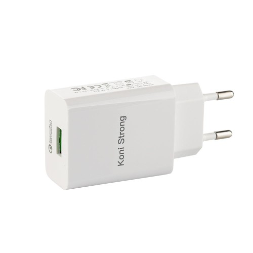 Адаптер мережевий KONI STRONG  KS50 |QC3.0, 1USB, 3A| grey