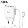 Адаптер мережевий HOCO Lightning cable Mega Joy C59A  |2USB, 2.1A| white