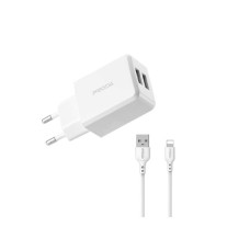 Адаптер мережевий PRODA Lightning cable Linshy Pro PD-A22 |2USB, 2.1A| white