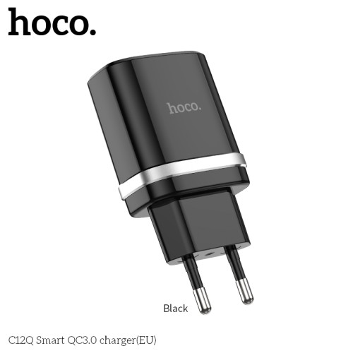 Адаптер мережевий HOCO Smart FCP/AFC C12Q |1USB, 3A, 18W, QC3.0| black