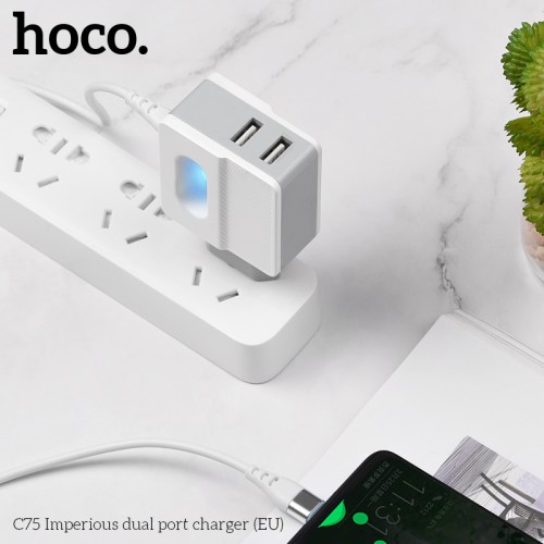 Адаптер мережевий HOCO Type-C cable C75 |2USB, 2.4A| white
