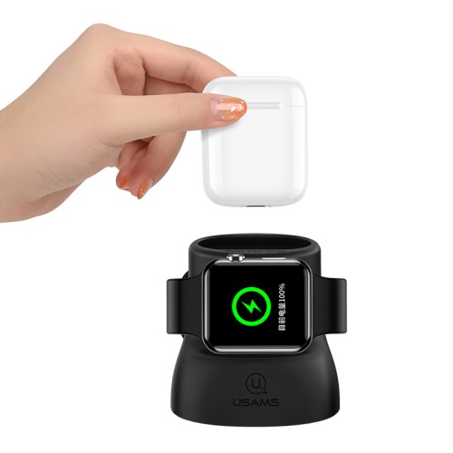 Підставка для зарядки USAMS 2in1 Silicon Charging Holder For Apple Watch And AirPods US-ZJ051 black