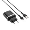 Адаптер мережевий HOCO Type-C cable Smart FCP/AFC C12Q |1USB, 3A, 18W, QC3.0| black