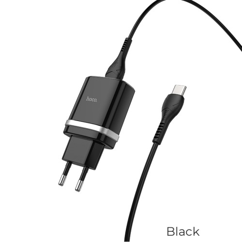 Адаптер мережевий HOCO Type-C cable Smart FCP/AFC C12Q |1USB, 3A, 18W, QC3.0| white