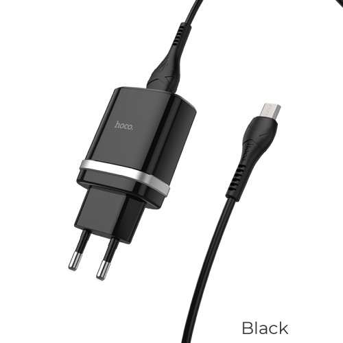 Адаптер мережевий HOCO Micro USB cable Smart FCP/AFC C12Q |1USB, 3A, 18W, QC3.0| black