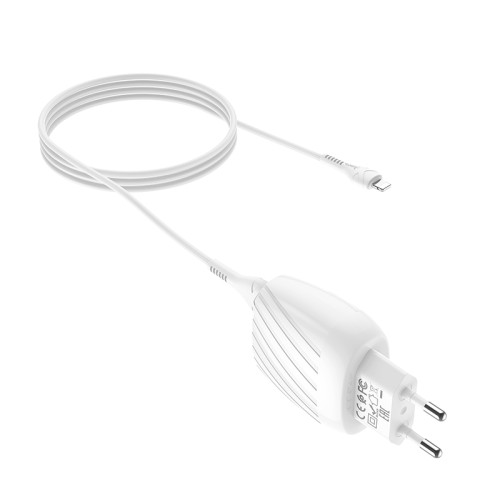 Адаптер мережевий HOCO Lightning Cable Max energy C78A |2USB, 2.4A| white