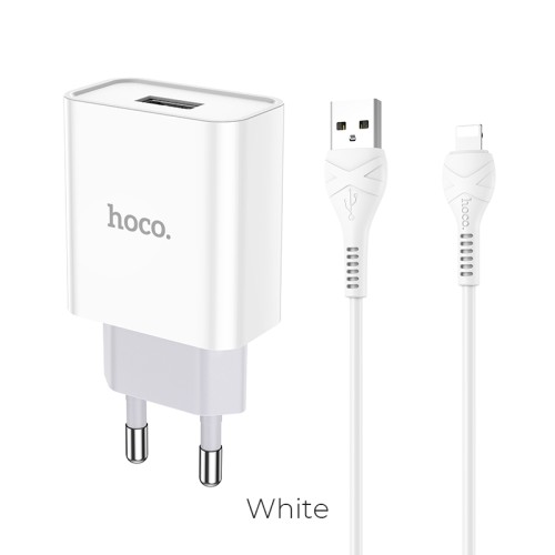 Адаптер мережевий HOCO Lightning cable Asombroso C81A |1USB, 2.1A| white
