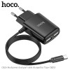 Адаптер мережевий HOCO Type-C cable Real power C82A |2USB, 2.4A| white
