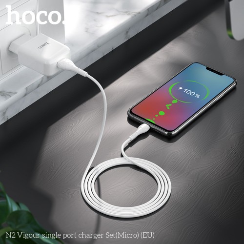 Адаптер мережевий HOCO Micro USB cable Vigour N2 |1USB, 2.1A| (Safety Certified) white