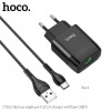 Адаптер мережевий HOCO Type-C cable Glorious single port charger set C72Q |1USB, QC3.0/FCP/AFC, 3A, 18W| black