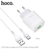 Адаптер мережевий HOCO Type-C cable Glorious single port charger set C72Q |1USB, QC3.0/FCP/AFC, 3A, 18W| black