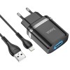 Адаптер мережевий HOCO Lightning Cable Ardent single port charger set N1 |1USB, 2.4A, 12W| (Safety Certified) white