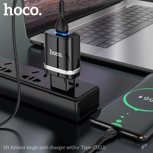Адаптер мережевий HOCO Type-C Cable Ardent single port charger set N1 |1USB, 2.4A, 12W| (Safety Certified) black