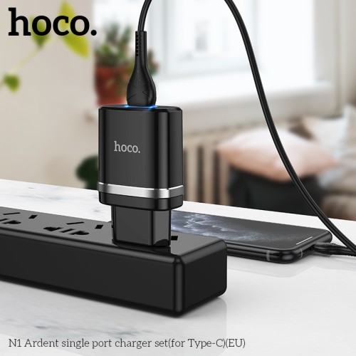 Адаптер мережевий HOCO Type-C Cable Ardent single port charger set N1 |1USB, 2.4A, 12W| (Safety Certified) black
