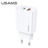 Адаптер мережевий USAMS T35 Fast Charger US-CC121 |1USB/1Type-C, 20W, PD3.0/QC| black