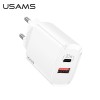 Адаптер мережевий USAMS T35 Fast Charger US-CC121 |1USB/1Type-C, 20W, PD3.0/QC| black
